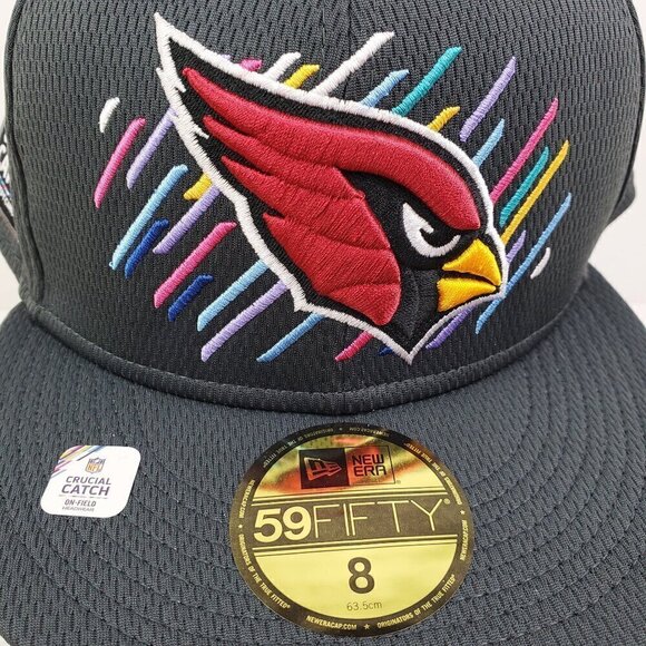 Arizona Cardinals 59Fifty Fitted Hat Crucial Catch Cancer Embroidered New Era 8 - Picture 7 of 10